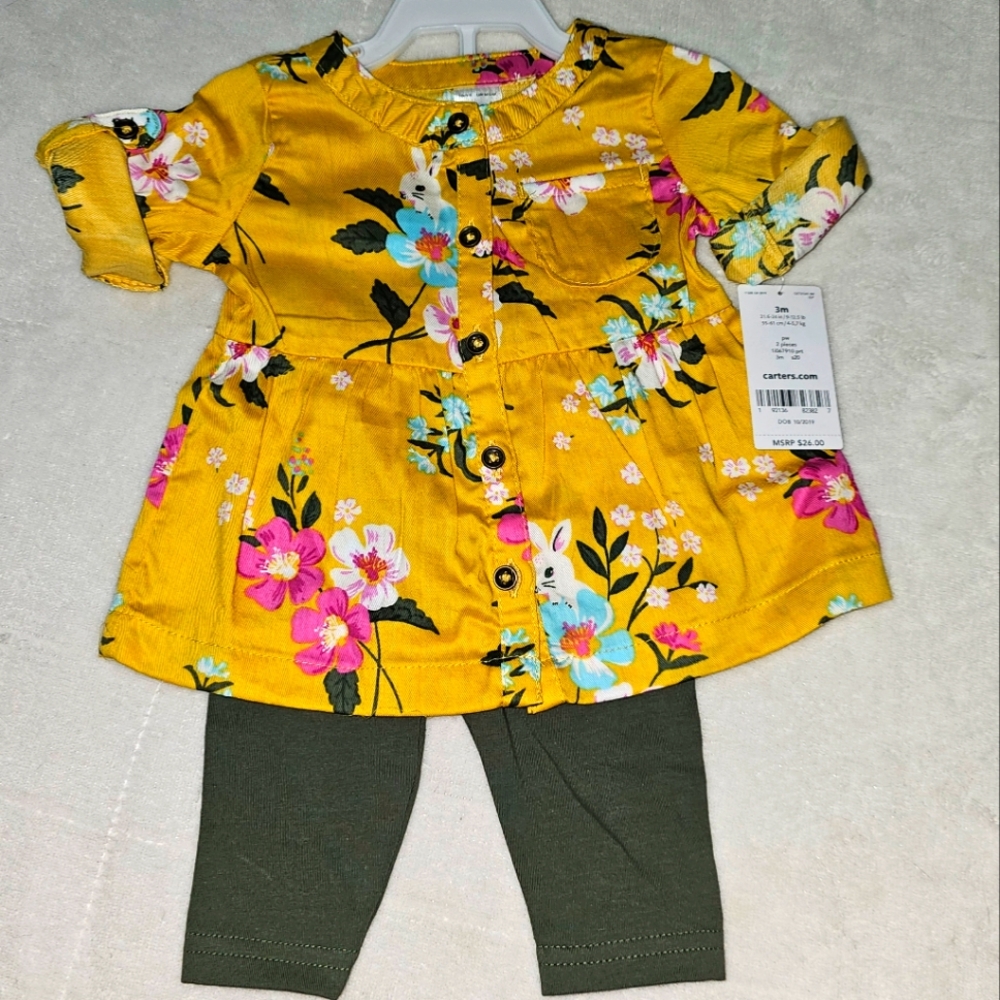 Brand new Carters brand floral pant set for baby girl